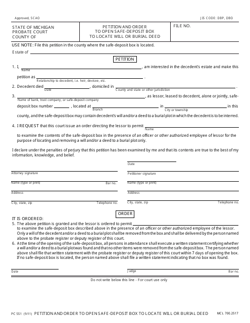 Form PC551  Printable Pdf