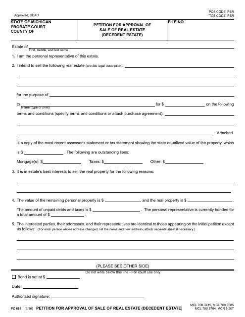 Form PC681  Printable Pdf