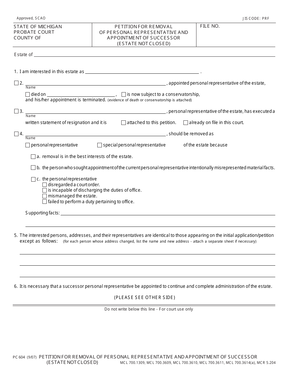 Form Pc604 Fill Out Sign Online And Download Fillable Pdf Michigan Templateroller 4474