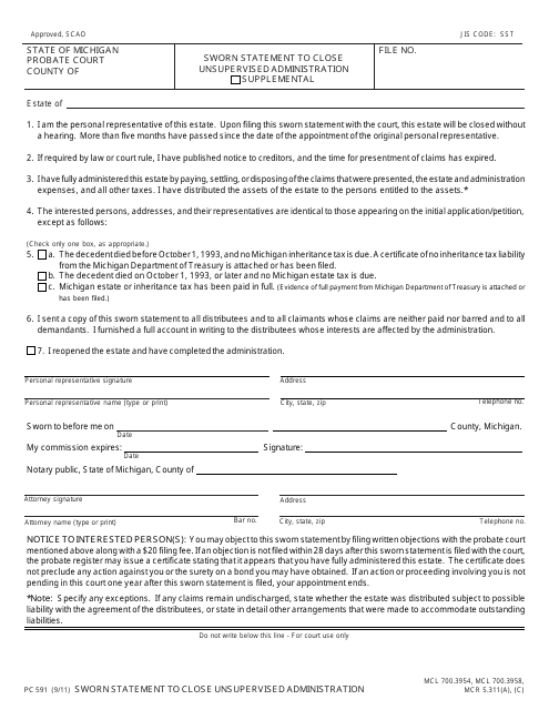 Form PC591 Fill Out Sign Online And Download Fillable PDF Michigan Templateroller