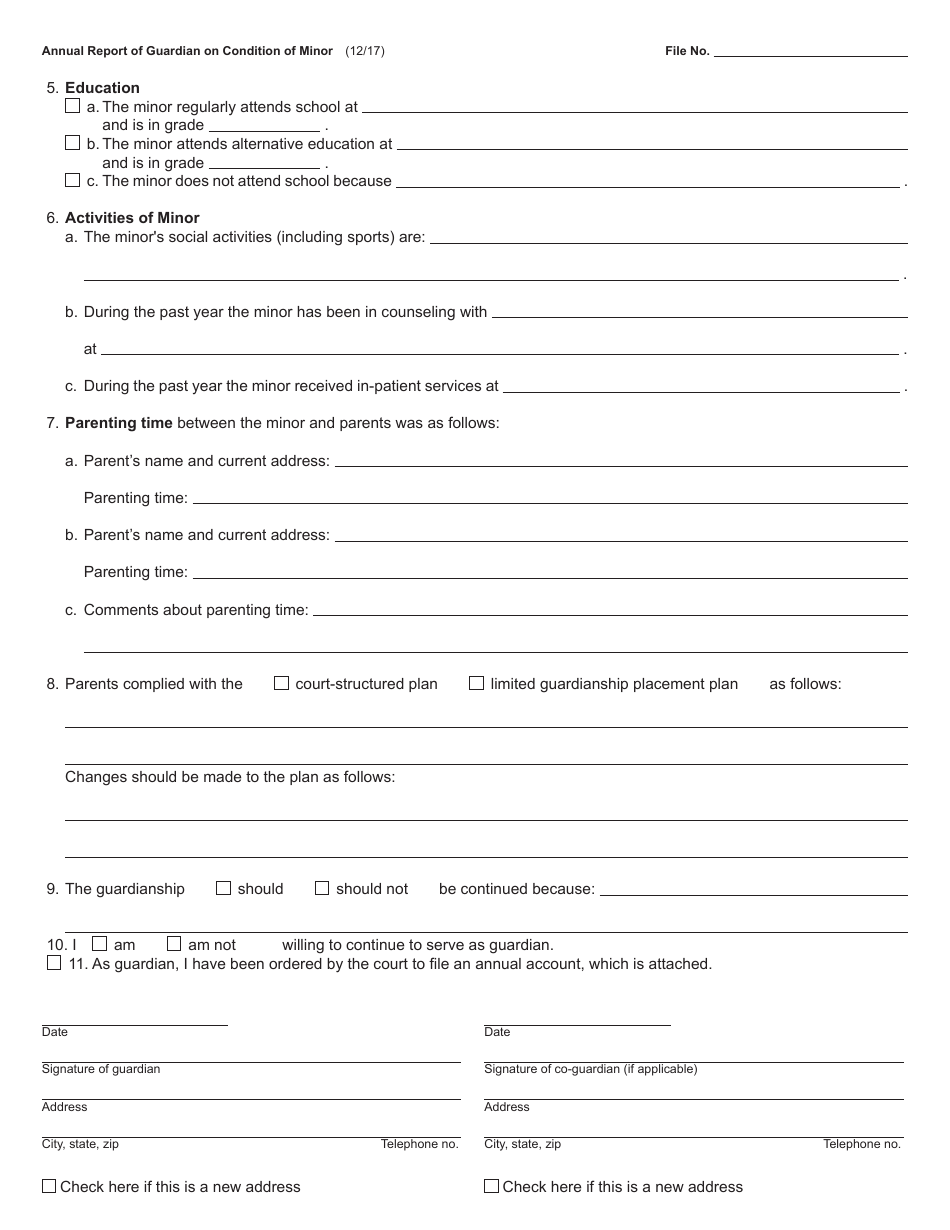 Form PC654 Annual Report of Guardian on Condition of Minor - Michigan, Page 2