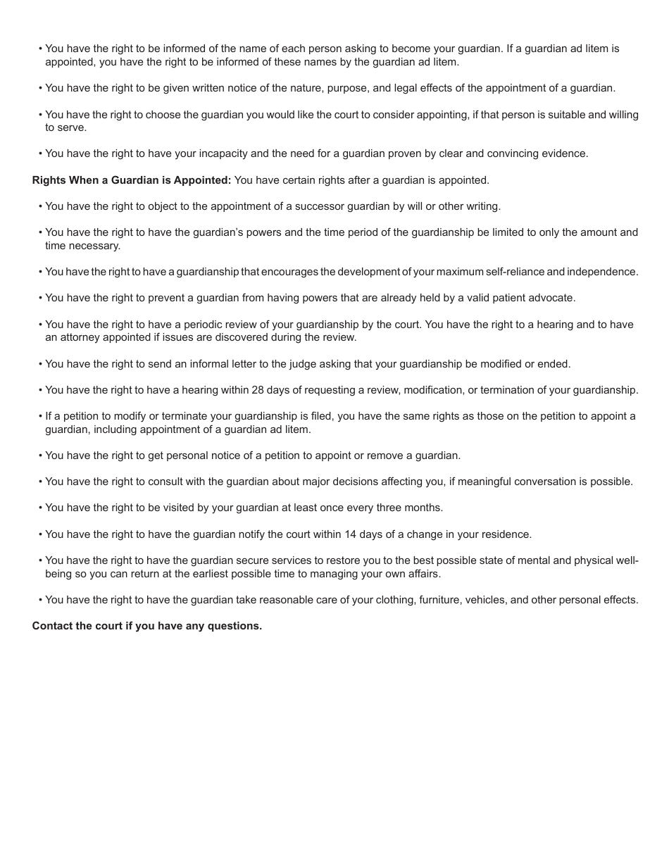 Form PC626 Notice of Rights to Alleged Incapacitated Individual - Michigan, Page 2