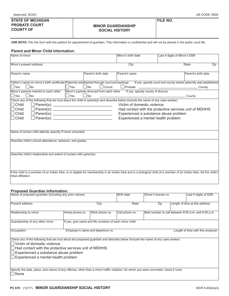 Fillable Guardianship Of Minor Forms Printable Forms Free Online 4474