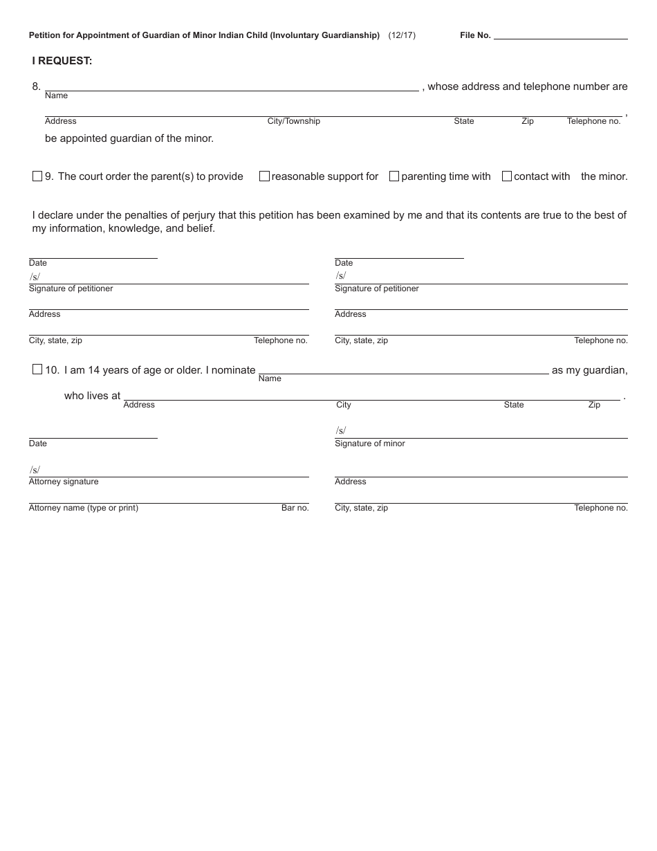 Form PC651-IB Petition for Appointment of Guardian of Minor Indian Child (Involuntary Guardianship) - Michigan, Page 3