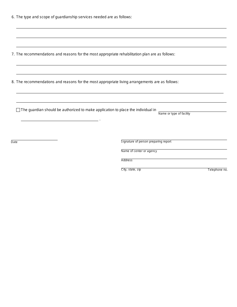 Form PC659 Report Form to Accompany Petition to Appoint, Modify or Discharge Guardian of Individual With Developmental Disability - Michigan, Page 2