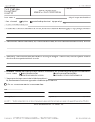 Form PC630 &quot;Report of Physician or Mental Health Professional&quot; - Michigan