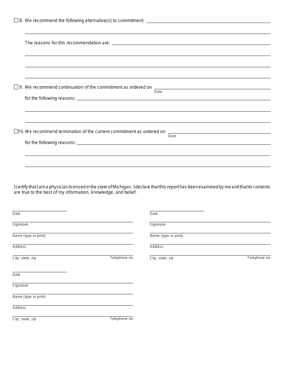 Form PC108 Recommendation of Commitment Review Panel - Michigan, Page 2