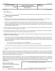 Form JC44 Advice of Rights After Order Terminating Parental Rights (Juvenile Code) - Michigan