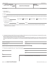 Document preview: Form JC08 Bond for Appearance - Michigan