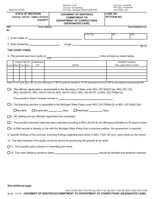 Form JC72  Printable Pdf