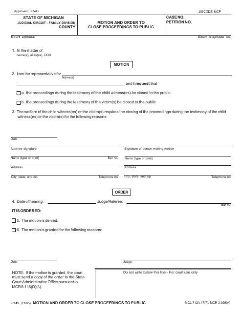 Form JC41  Printable Pdf