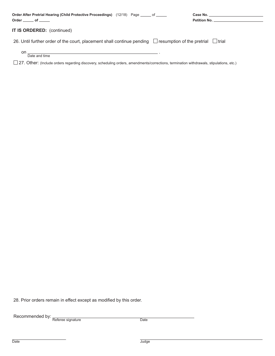 Form JC11B Order After Pretrial Hearing (Child Protective Proceedings) - Michigan, Page 5