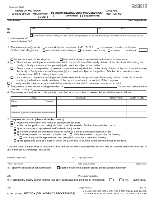 Form JC04A  Printable Pdf