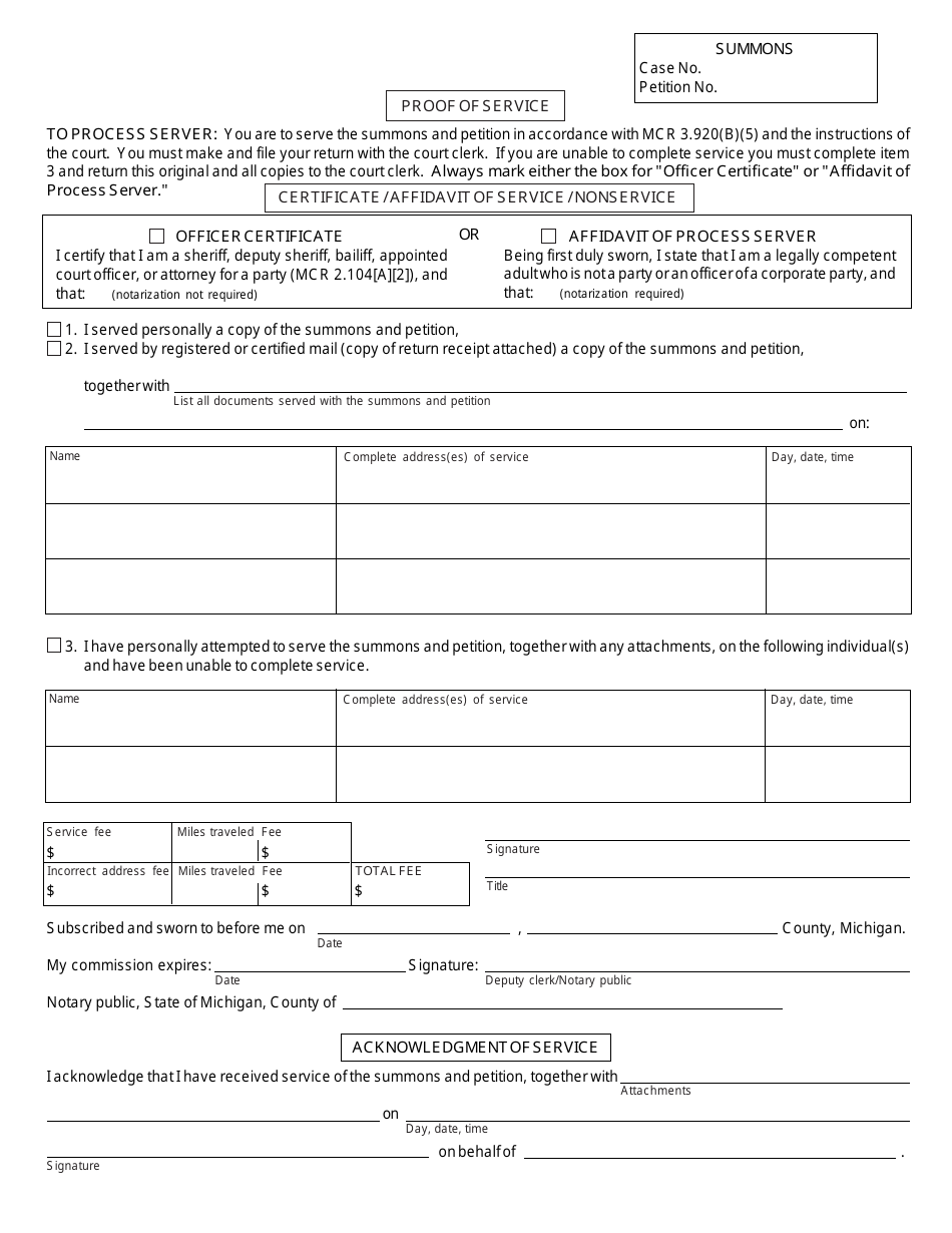 Form JC21 Summons: Order to Appear (Child Protective Proceedings) - Michigan, Page 2
