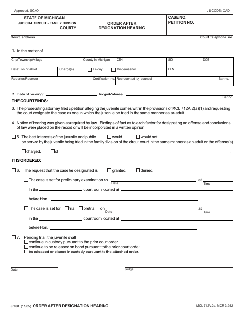 Form JC68  Printable Pdf