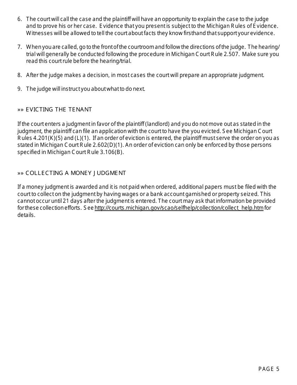 Form DC111C Answer to Complaint to Recover Possession of Property - Michigan, Page 5