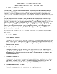 Form DC111D Answer, Termination of Tenancy - Mobile Home Park - Mobile Home Owner (Just-Cause Termination) - Michigan, Page 3