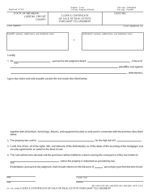 Form CC116  Printable Pdf