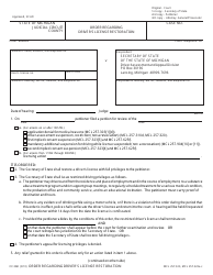 Document preview: Form CC268 Order Regarding Driver's License Restoration - Michigan