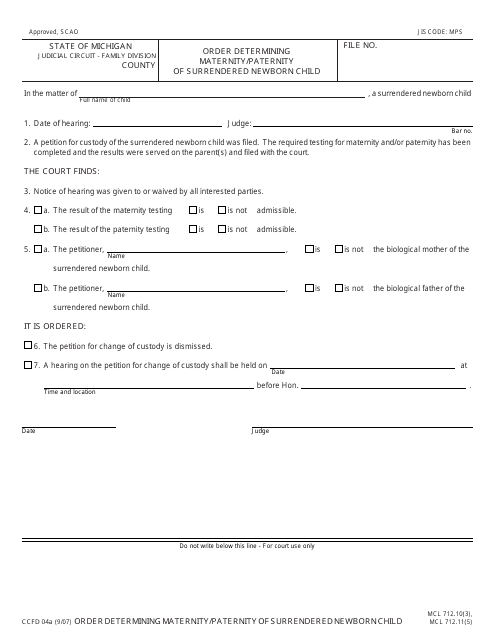 Form CCFD04A  Printable Pdf
