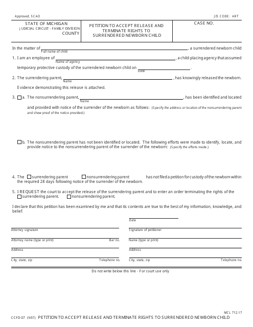 Form CCFD07  Printable Pdf