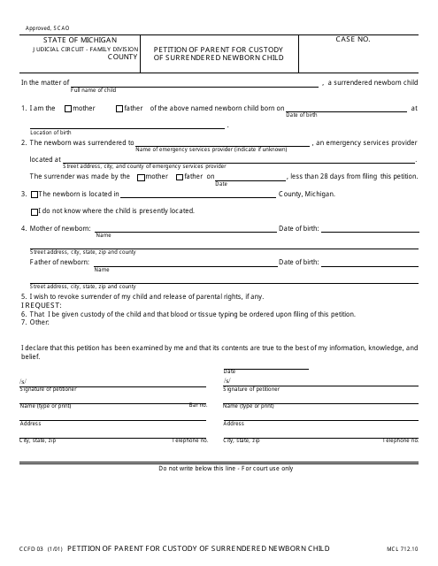 Form CCFD03  Printable Pdf