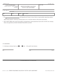 Document preview: Form CCFD21 Order Regarding Voluntary Foster Care Agreement - Michigan
