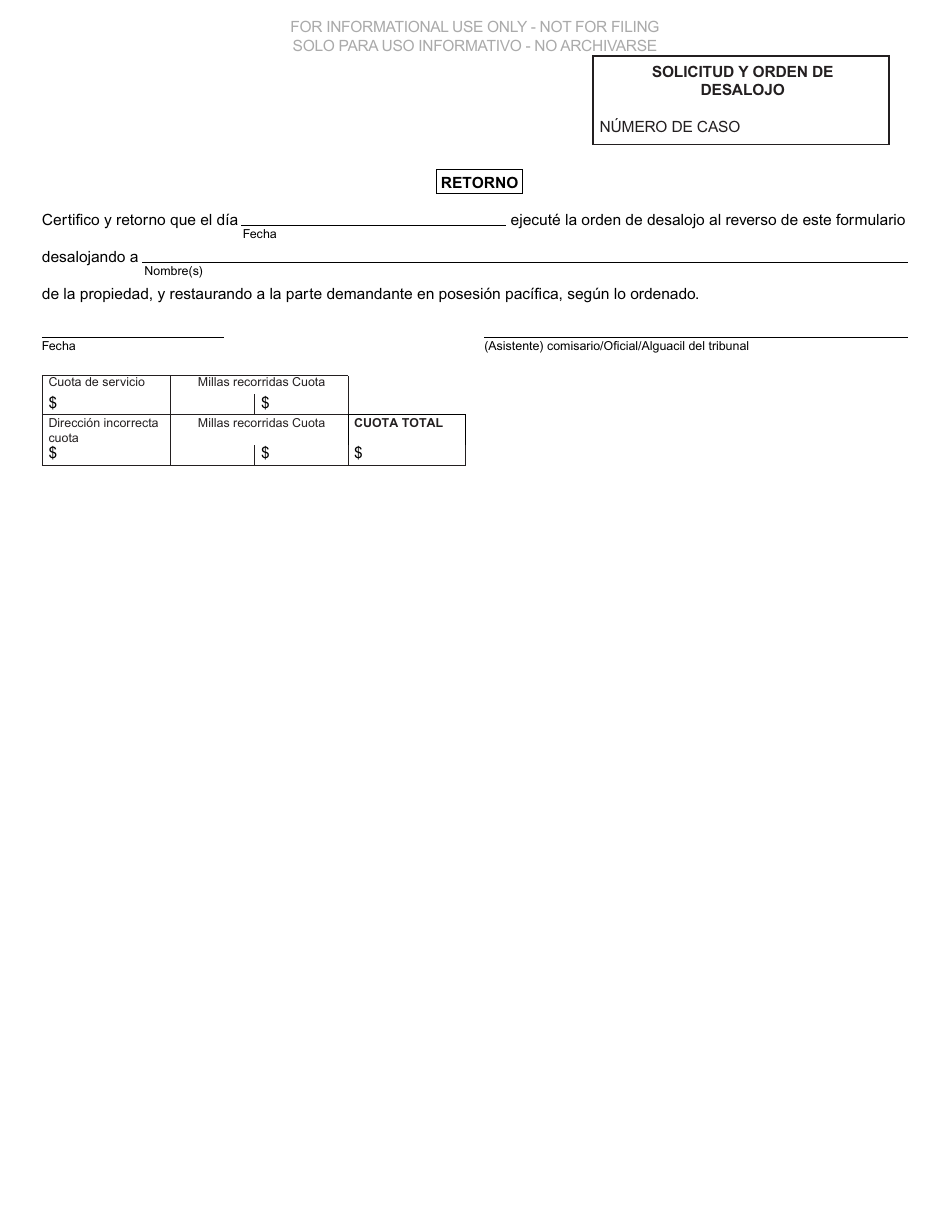 Formulario DC107 Solicitud Y Orden De Desalojo, Propietario-Arrendatario / Contrato De Tierra - Michigan (Spanish), Page 2