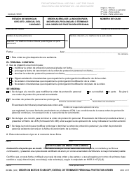 Document preview: Formulario CC385 Orden Acerca De La Mocion Para Modificar, Prolongar, O Terminar Una Orden De Proteccion Personal - Michigan (Spanish)