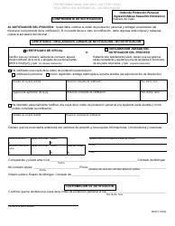 Formulario CC396 Orden De Proteccion Personal (Agresion/Abuso Sexual No Domestico) Ex Parte - Michigan (Spanish), Page 2