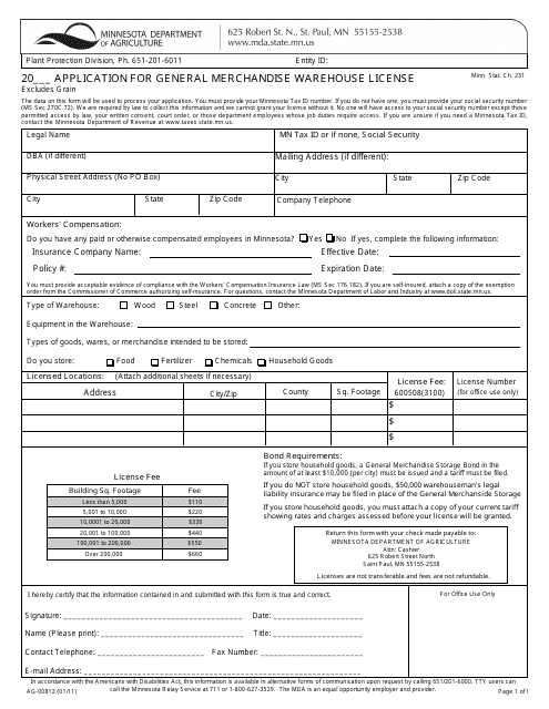 Form AG-00812 Printable Pdf