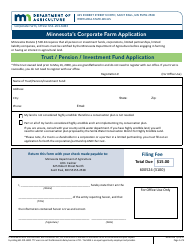 Form AG-03318 Minnesota&#039;s Corporate Farm Application - Trust / Pension / Investment Fund Application - Minnesota