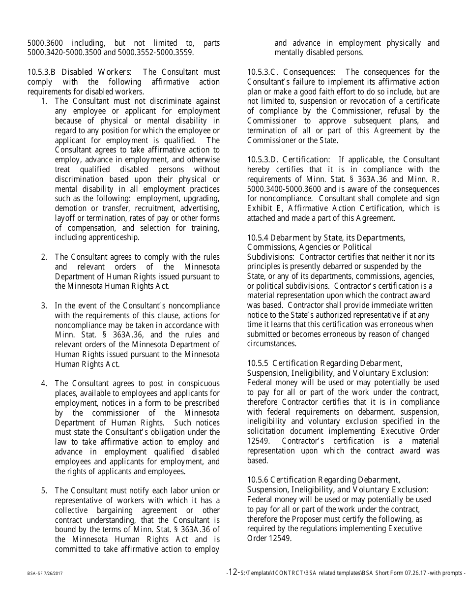 Form BSA-SF Basic Services Agreement - Short Form - Minnesota, Page 12