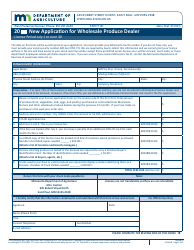 Form AG00876 &quot;Application for Wholesale Produce Dealer&quot; - Minnesota