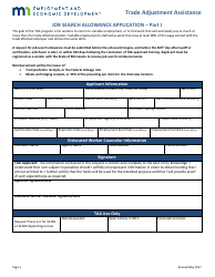 Job Search Allowance Application Form - Trade Adjustment Assistance - Minnesota