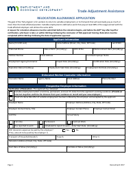 Relocation Allowance Application Form - Trade Adjustment Assistance - Minnesota