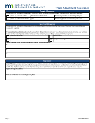 Relocation Allowance Application Form - Trade Adjustment Assistance - Minnesota, Page 2