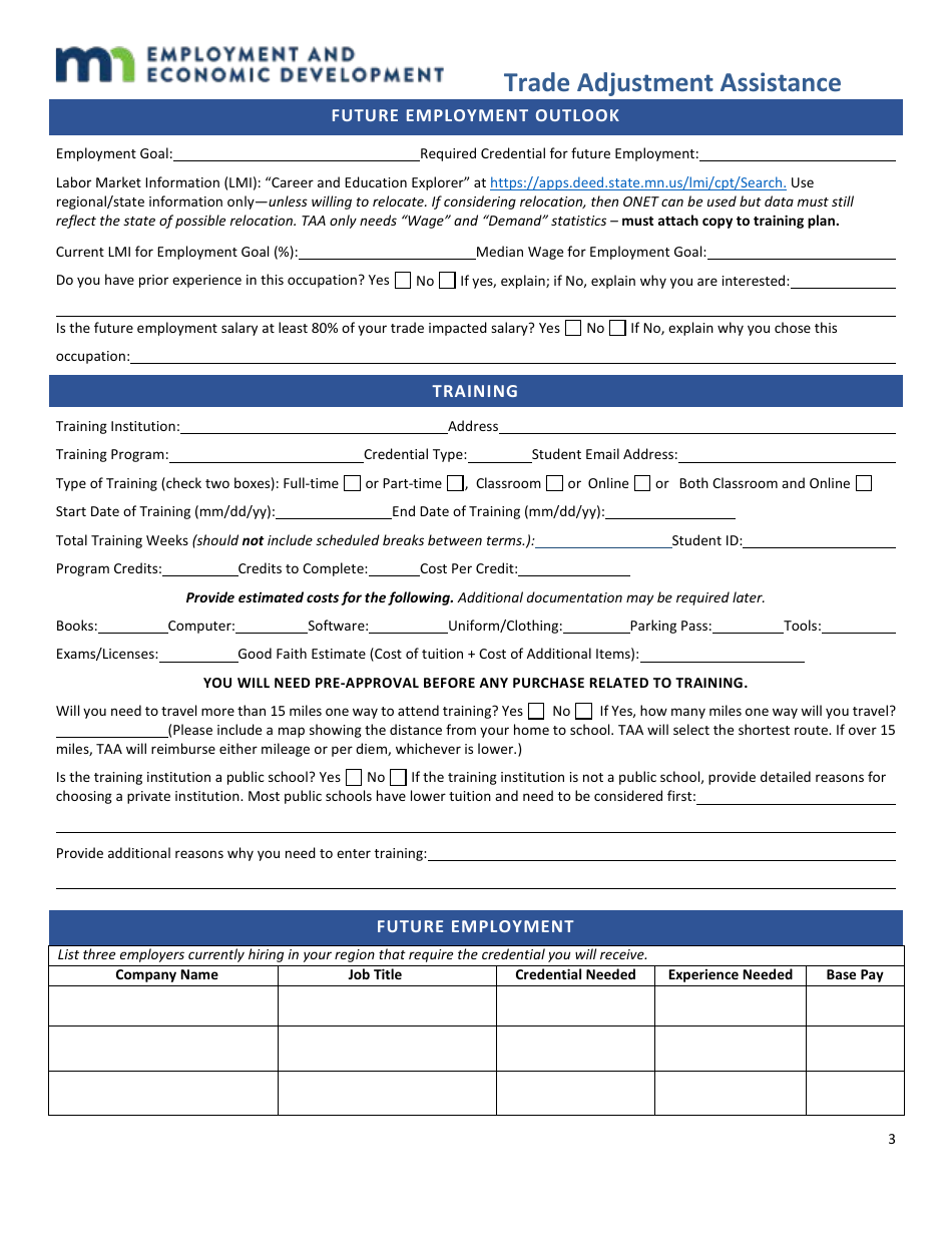 Training Application Form - Minnesota, Page 3