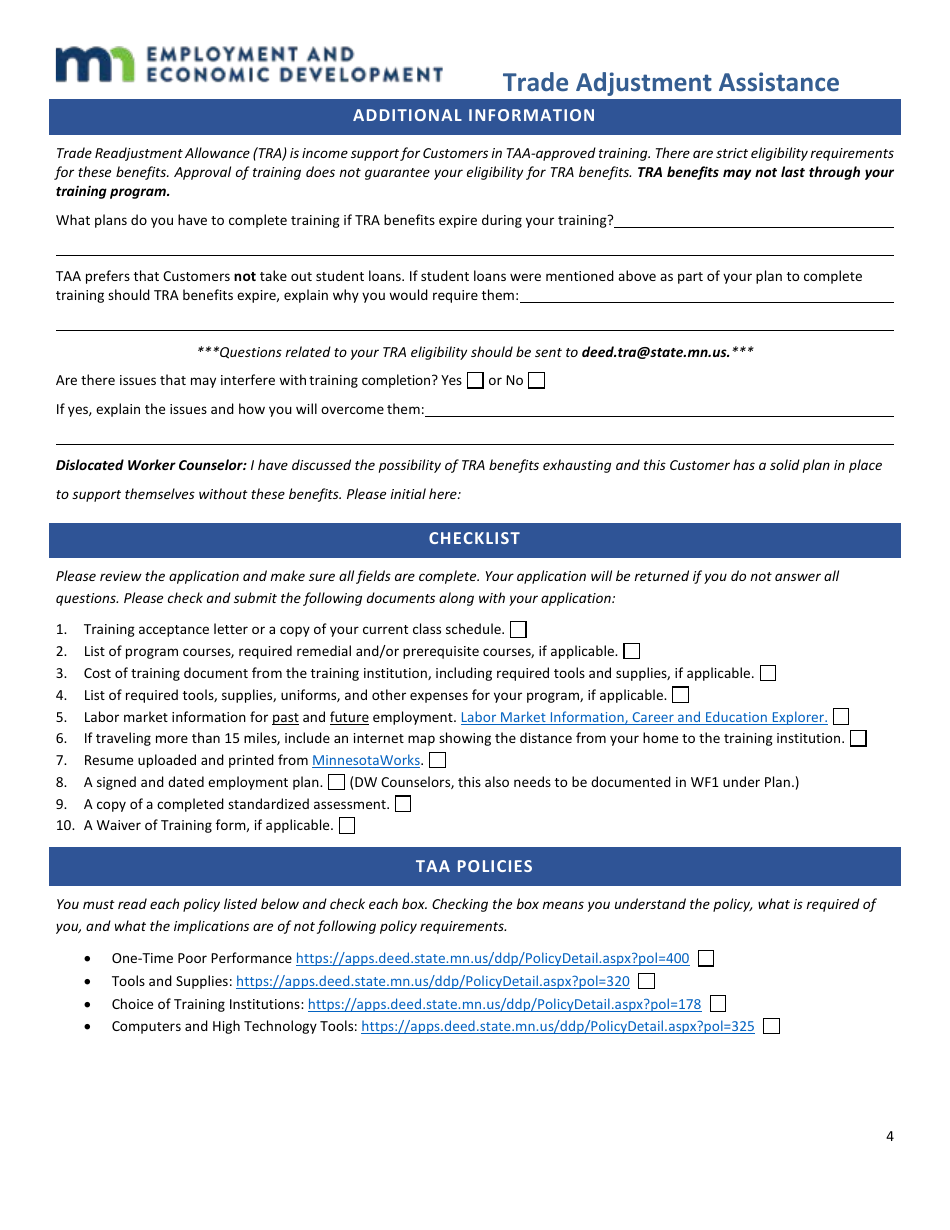 Training Application Form - Minnesota, Page 4