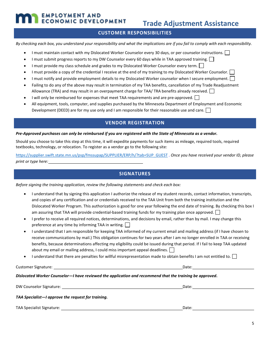 Training Application Form - Minnesota, Page 5