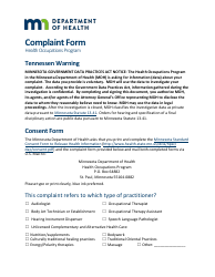 Complaint Form - Health Occupations Program - Minnesota