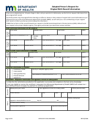Adopted Person&#039;s Request for Original Birth Record Information - Minnesota
