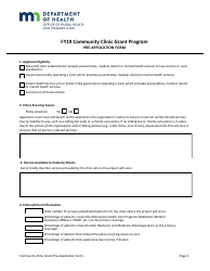 Community Clinic Grant Pre-application Form - Minnesota