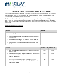 Accounting System and Financial Capability Questionnaire - Minnesota