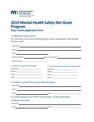 Grant Application Form - Mental Health Safety Net Grant Program - Minnesota