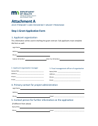 Attachment A Grant Application Form - Primary Care Residency Grant Program - Minnesota
