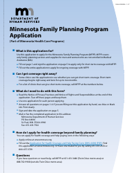Form DHS-4740-ENG Minnesota Family Planning Program Application Form - Minnesota