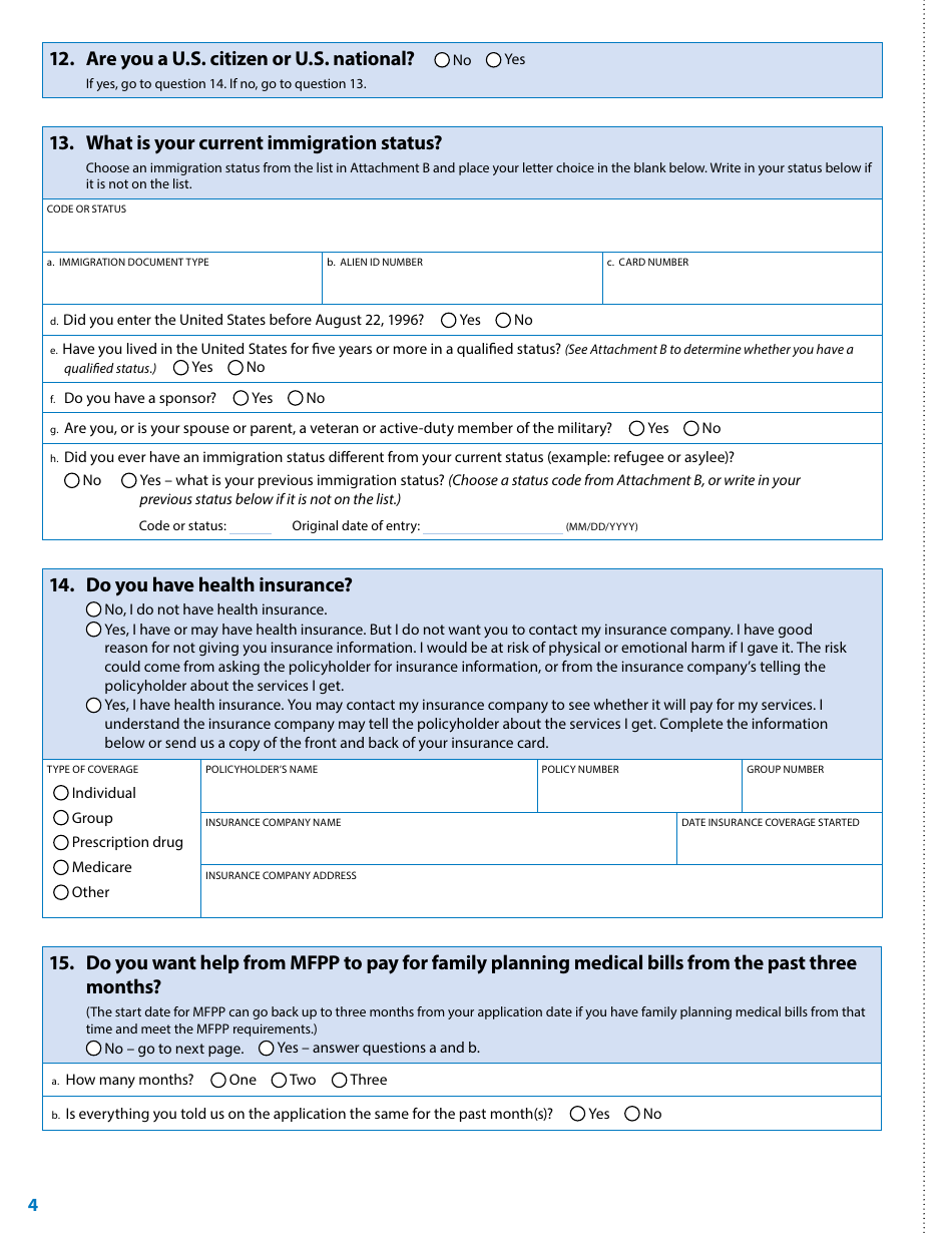 Form DHS-4740-ENG Minnesota Family Planning Program Application Form - Minnesota, Page 6