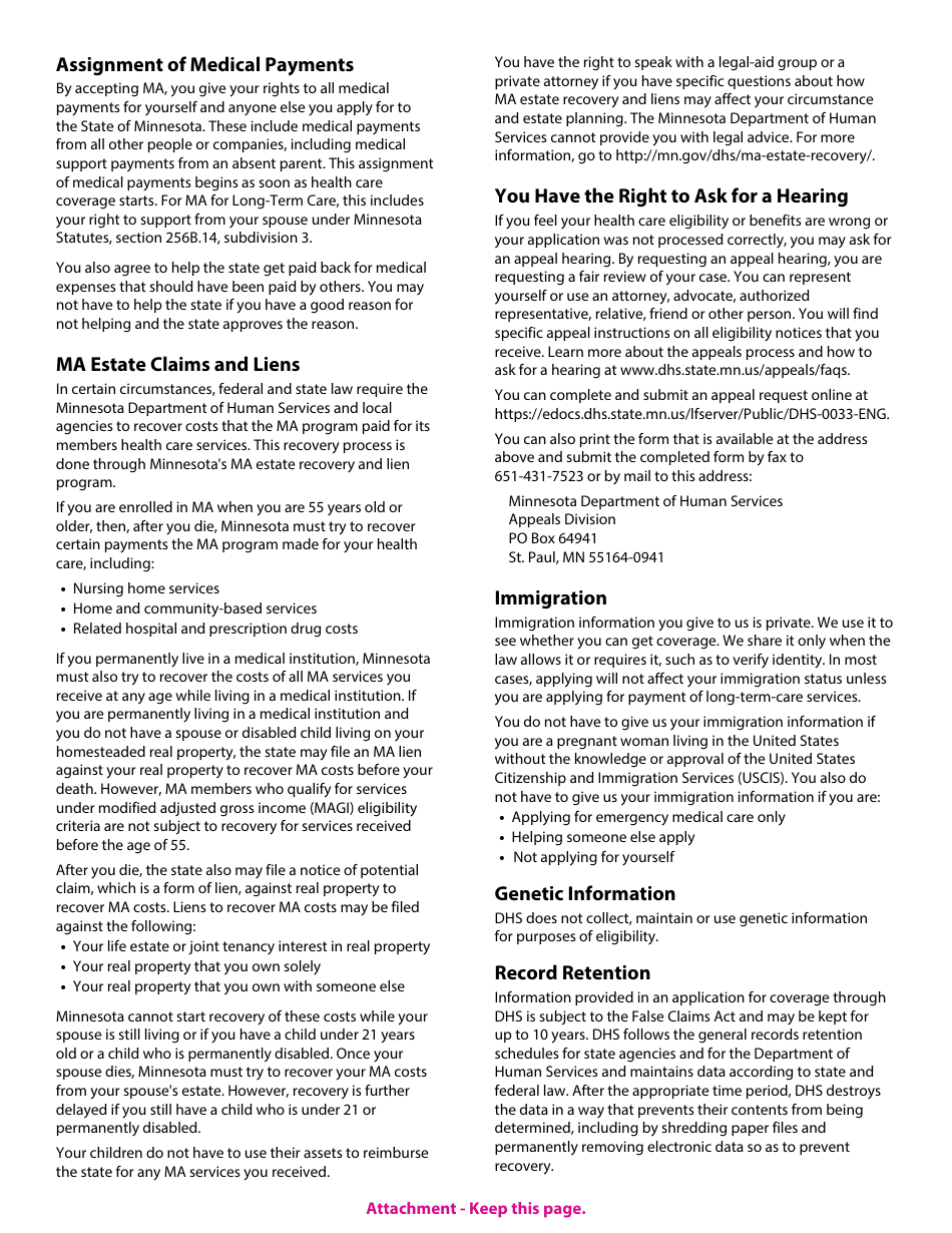 Form DHS-3525-ENG Application and Renewal Form for Medical Assistance for Women With Breast and Cervical Cancer (Ma-Bc) - Minnesota, Page 11