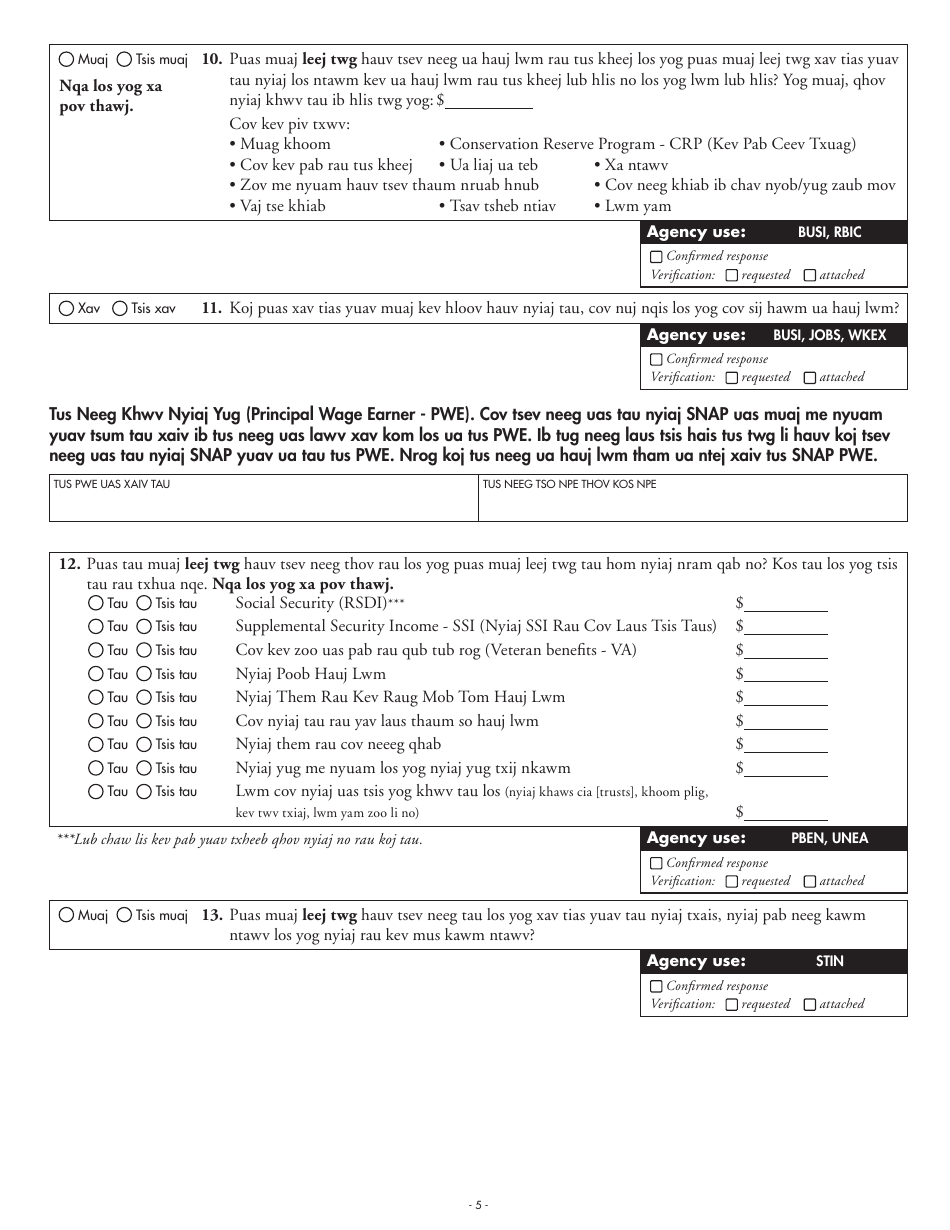 Form DHS-5223-HMN Combined Application Form - Minnesota (Hmong), Page 13